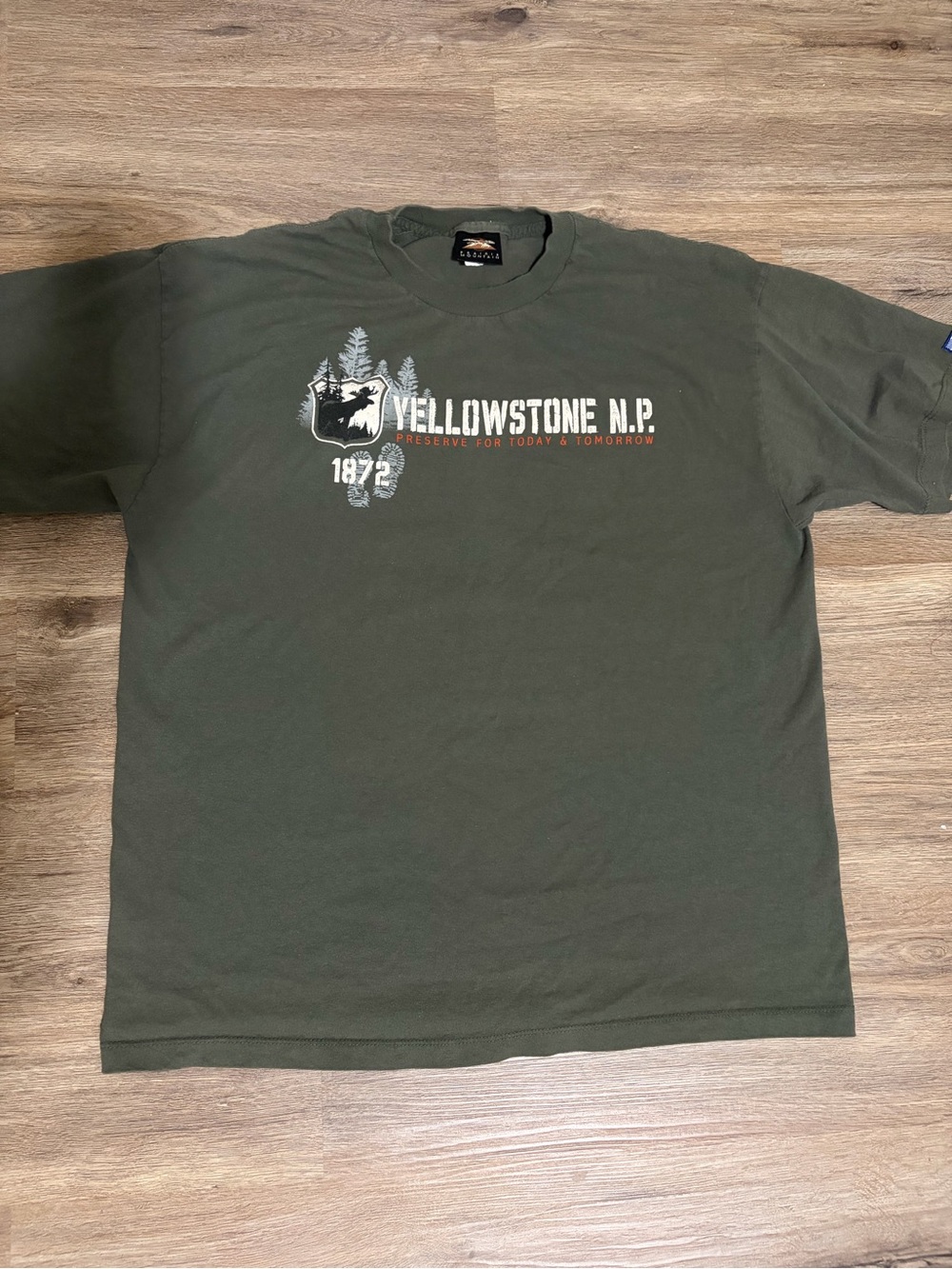 Vintage Yellowstone N.P. Short Sleeve Tee in Olive Green